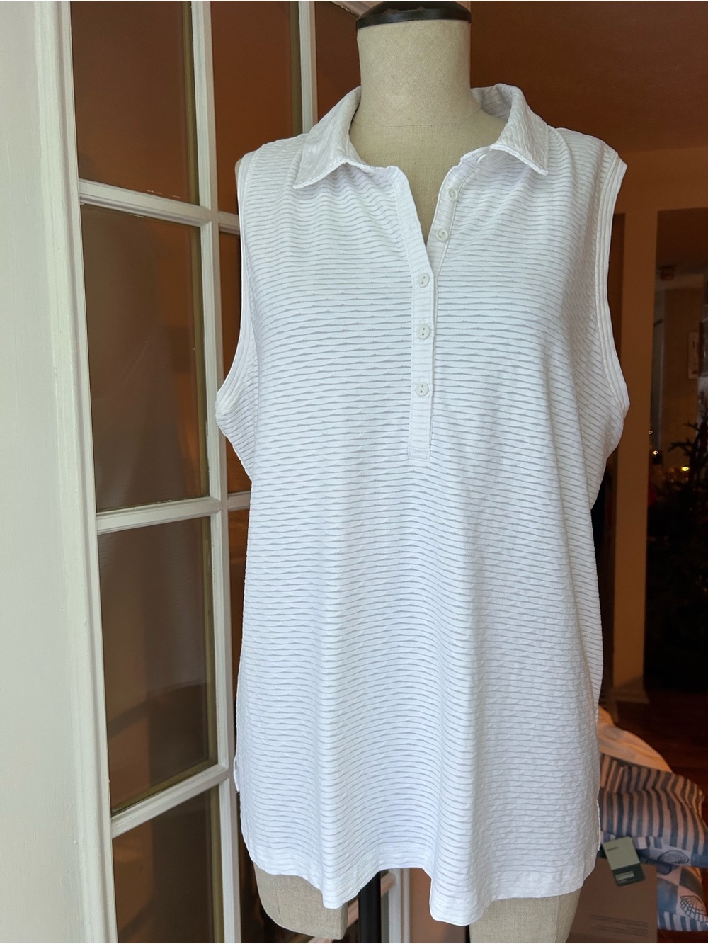 Calia golf white renew sleeveless Polo Top - Classic Collared Knit. XXL - Picture 7 of 16